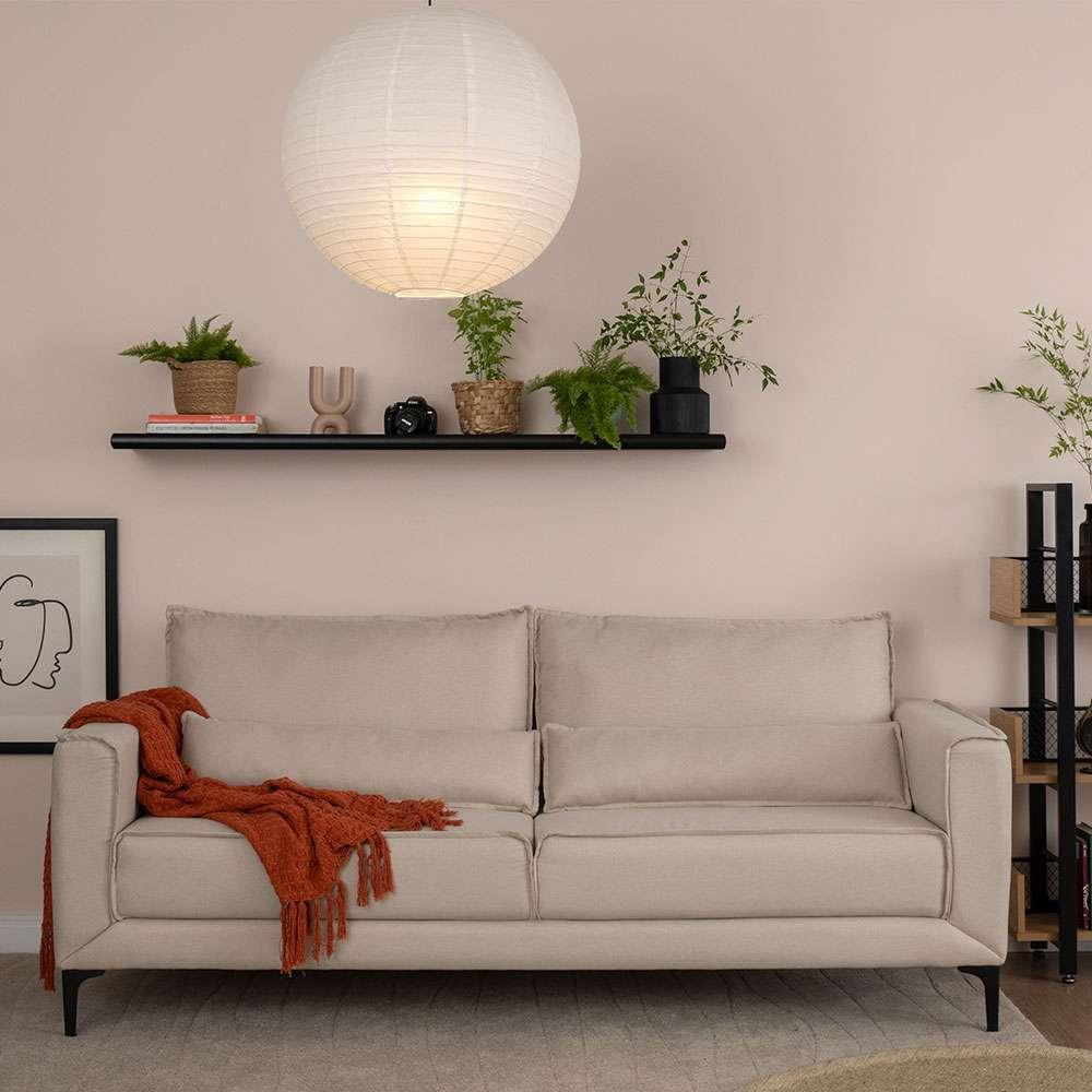 Sofá 3 Lugares Versatti Linho Bege 210 cm - 1