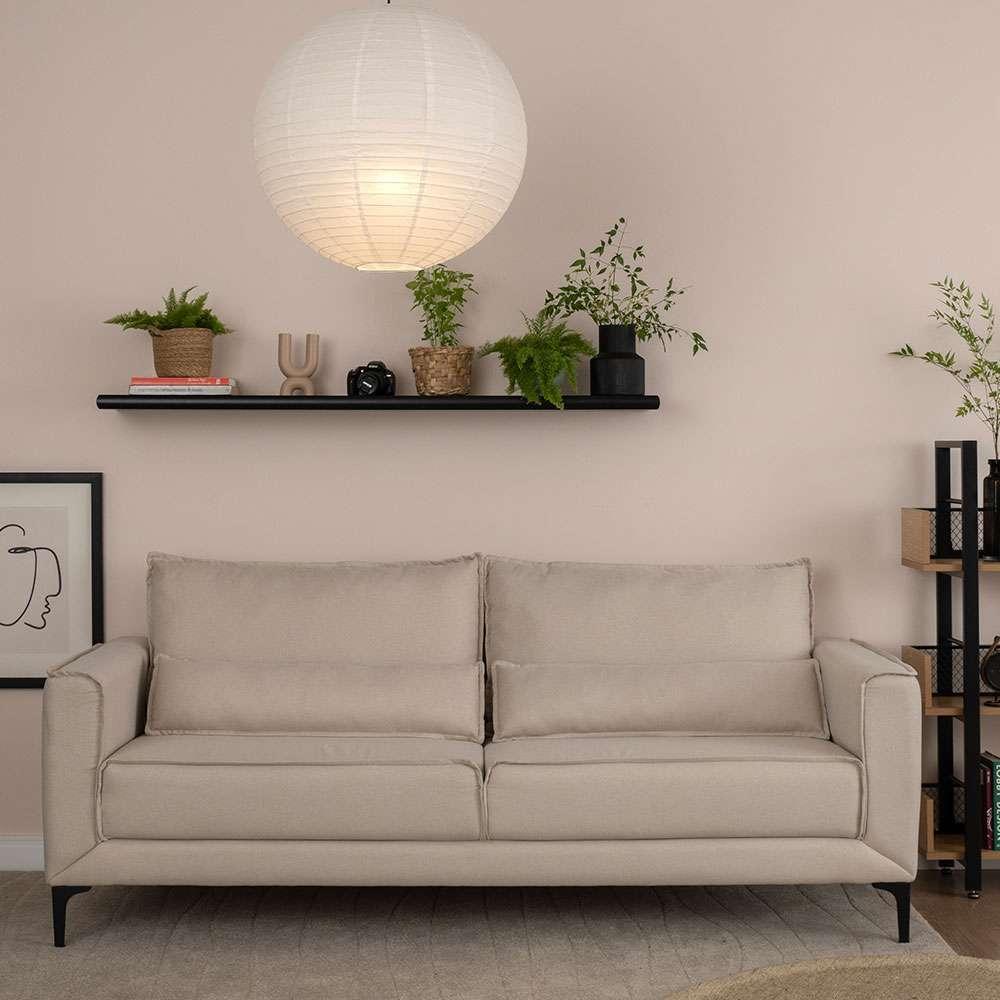 Sofá 3 Lugares Versatti Linho Bege 210 cm - 4