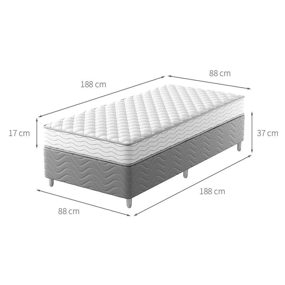 Cama Box com Colchão Solteiro Howie Espuma D28 (17x88x188) Branco e Cinza - 3