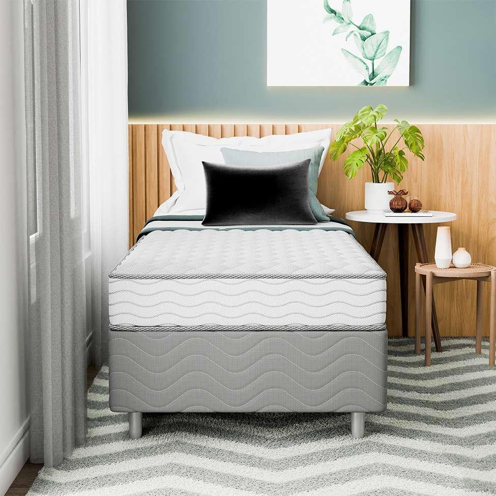 Cama Box com Colchão Solteiro Howie Espuma D28 (17x88x188) Branco e Cinza - 8