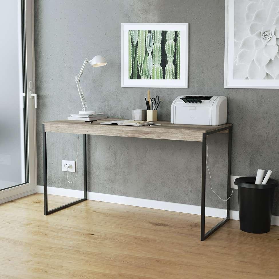 Mesa de Jantar Retangular Industrial com Tampo MDP UrbnFlex Preta e Mel 132 cm - 4