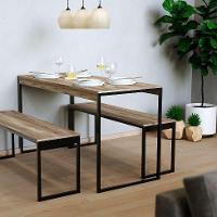 Mesa de Jantar Retangular Industrial com Tampo MDP UrbnFlex Preta e Mel 132 cm - 2