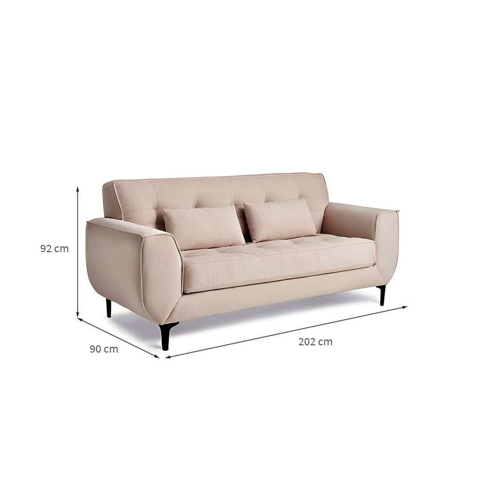 Sofá 3 Lugares Piacenza Suede Bege 202 cm - 3