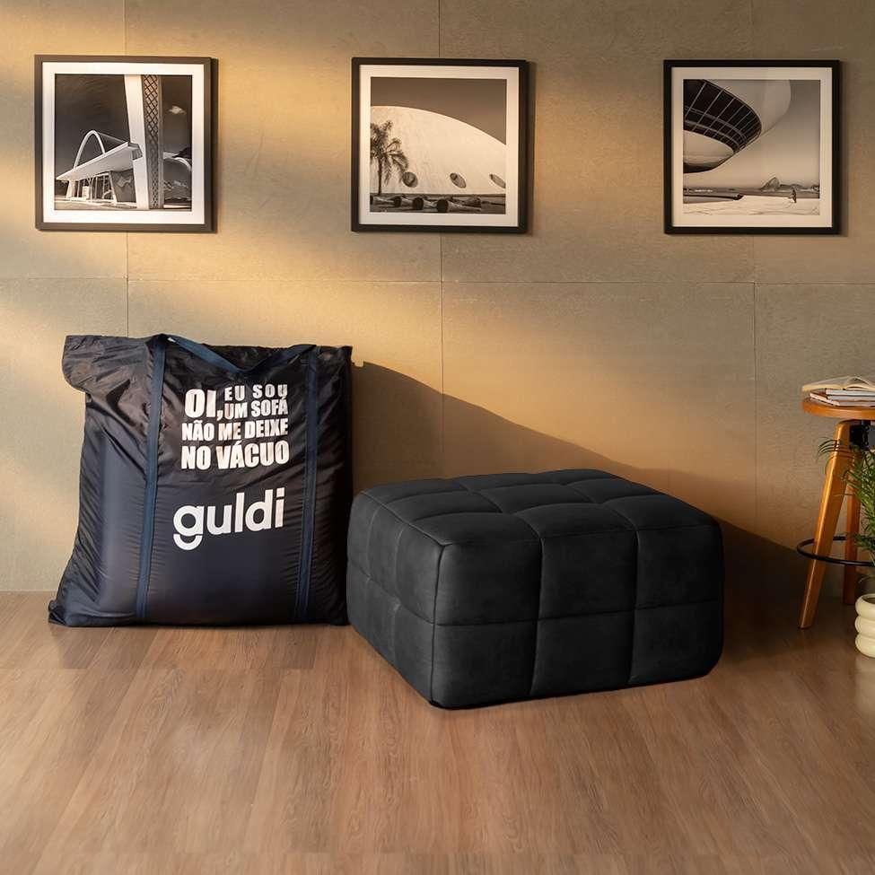 Módulo Puff Sofá Guldi Popup Corino Preto - 1