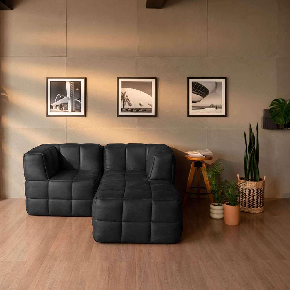 Módulo Puff Sofá Guldi Popup Corino Preto - 10