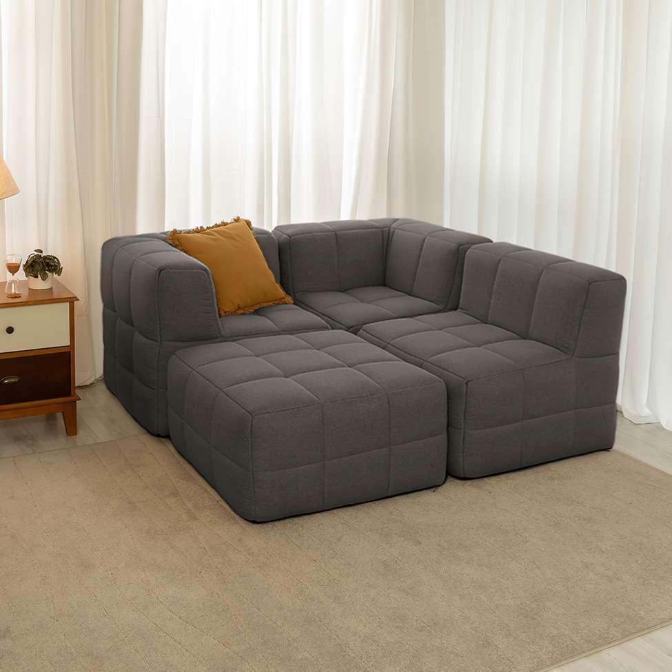 Módulo Puff Sofá Guldi Popup Linho Grafite - 9