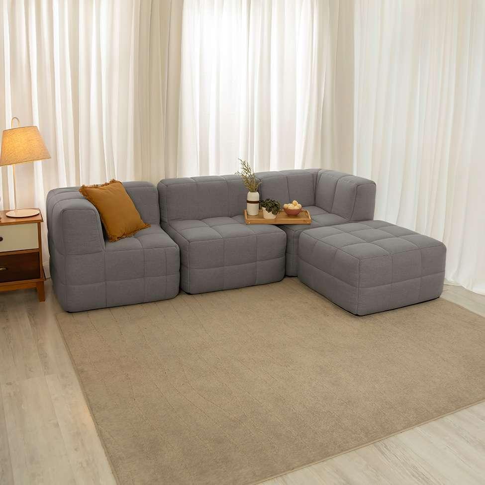 Módulo Puff Sofá Guldi Popup Linho Cinza - 8