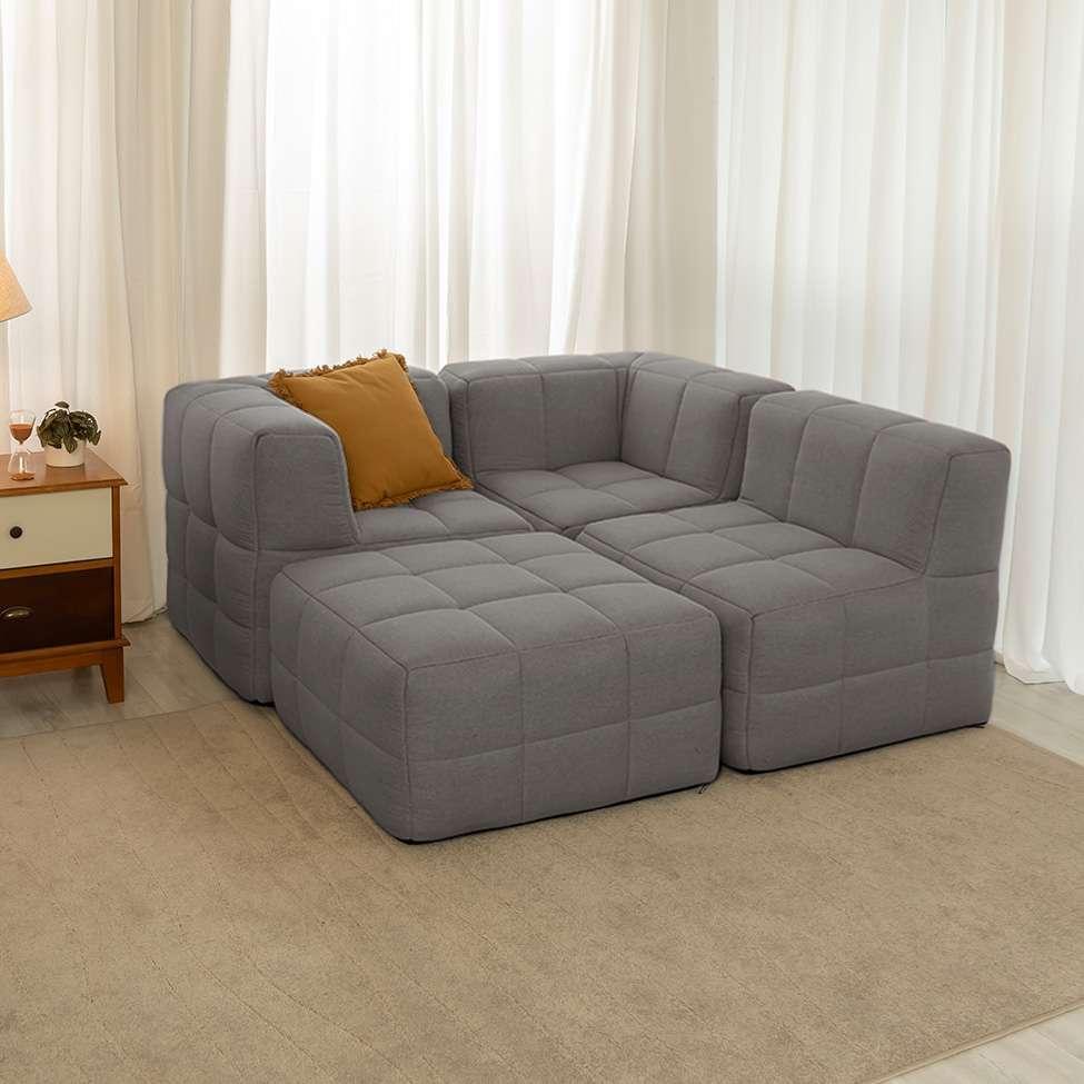 Módulo Puff Sofá Guldi Popup Linho Cinza - 9