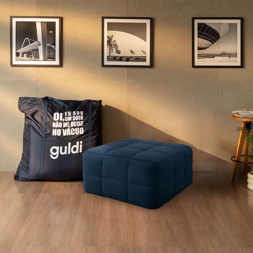Módulo Puff Sofá Guldi Popup Linho Azul - 1