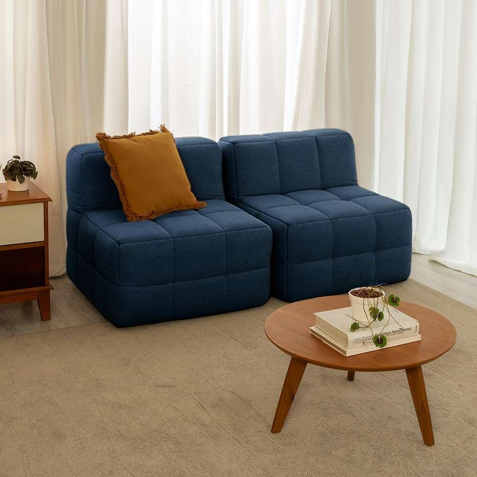 Sofá Guldi Popup com 2 Módulos Centrais Linho Azul - 1