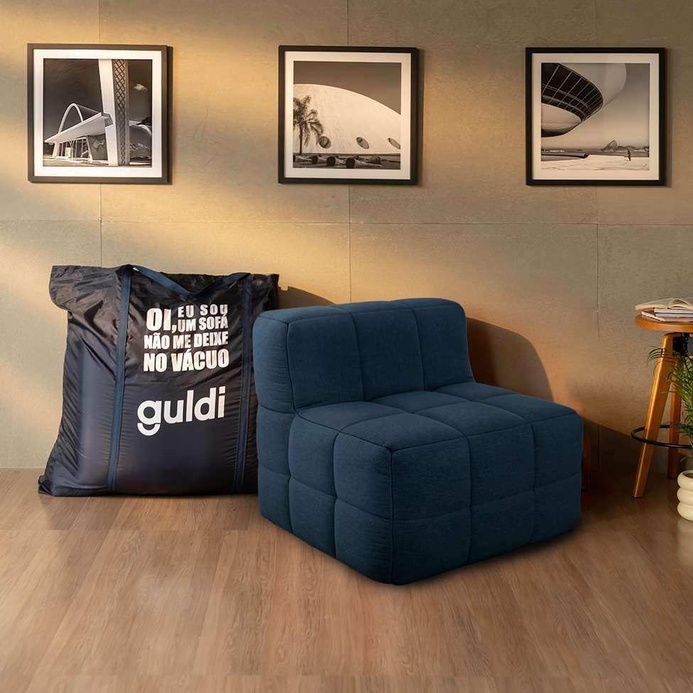 Sofá Guldi Popup com 2 Módulos Centrais Linho Azul - 2