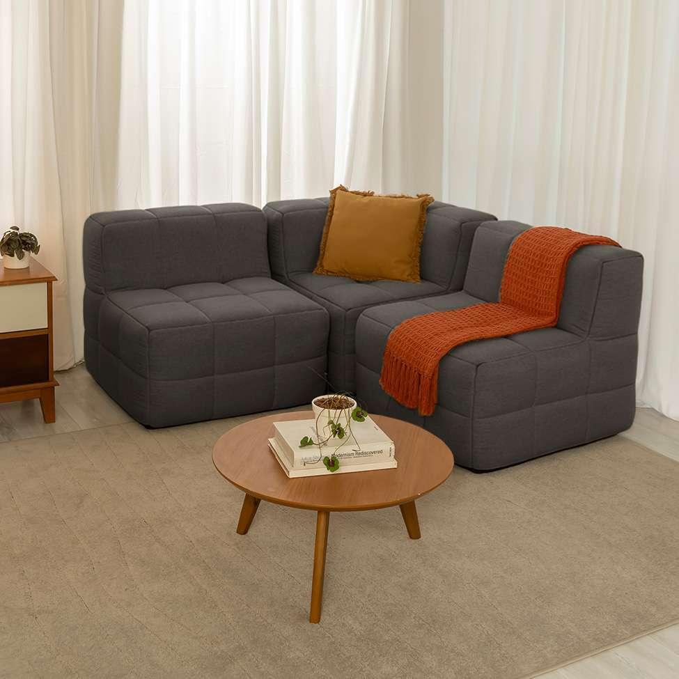 Sofá Guldi Popup com 2 Módulos Centrais e Canto Linho Grafite - 1