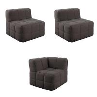 Sofá Guldi Popup com 2 Módulos Centrais e Canto Linho Grafite