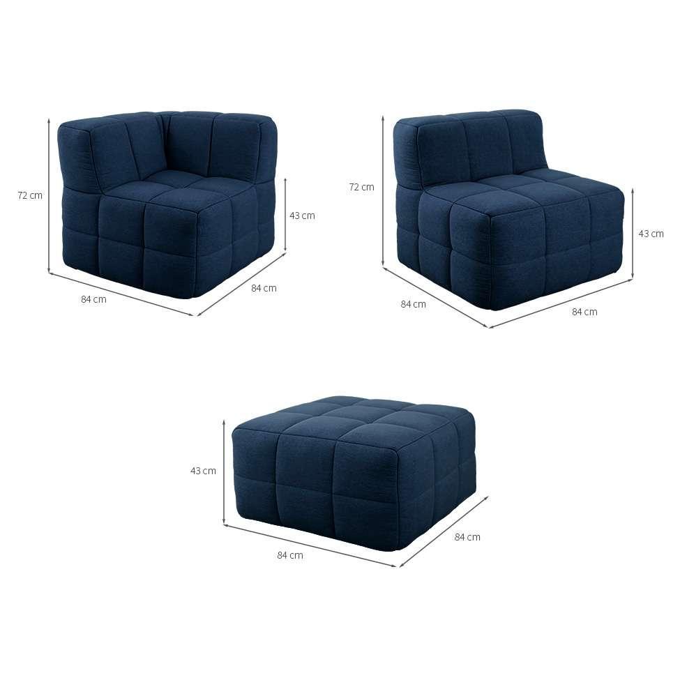 Sofá Guldi Popup com Módulo Canto Central e Puff Linho Azul - 3