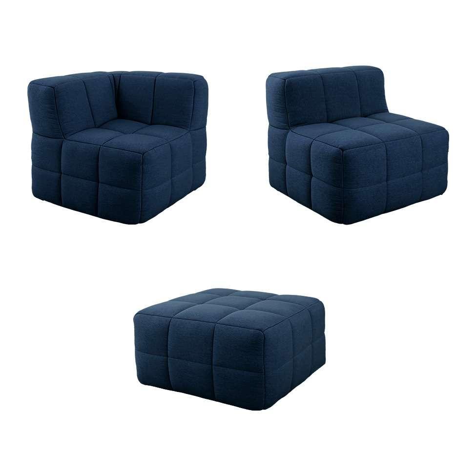 Sofá Guldi Popup com Módulo Canto Central e Puff Linho Azul - 4