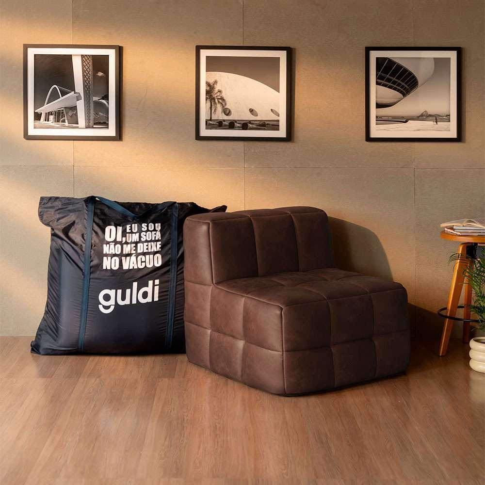 Sofá Guldi Popup com 2 Módulos Canto e 2 Centrais Corino Café - 2