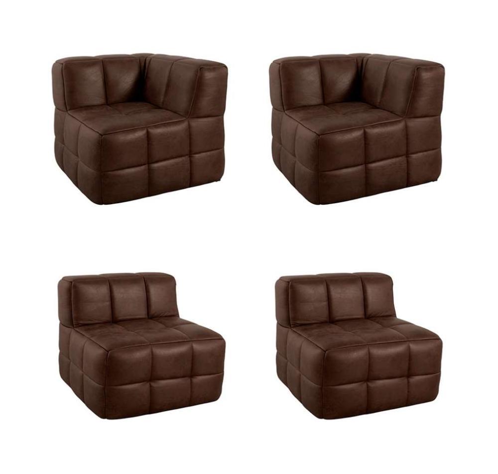 Sofá Guldi Popup com 2 Módulos Canto e 2 Centrais Corino Café - 4