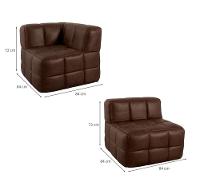 Sofá Guldi Popup com 2 Módulos Canto e 2 Centrais Corino Café - 3