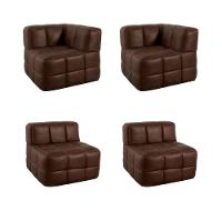 Sofá Guldi Popup com 2 Módulos Canto e 2 Centrais Corino Café