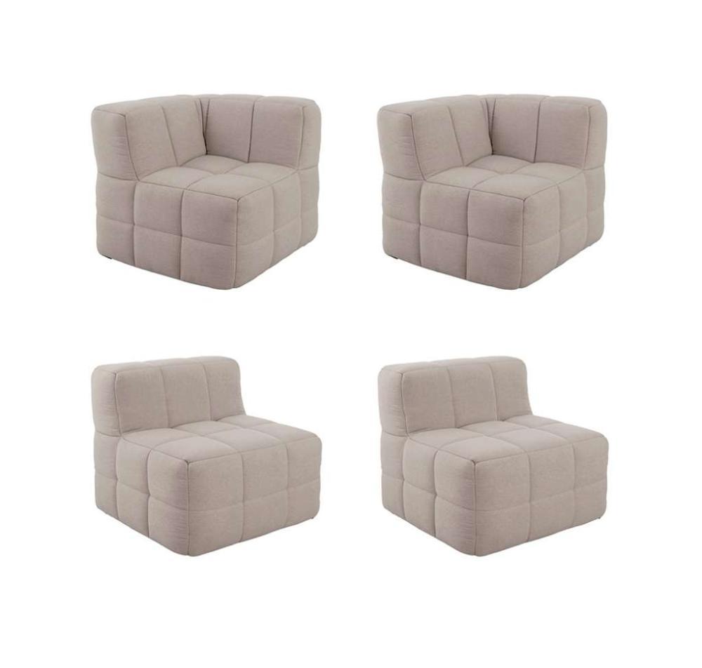 Sofá Guldi Popup com 2 Módulos Canto e 2 Centrais Linho Cru - 4