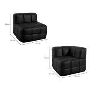 Sofá Guldi Popup com 2 Módulos Canto e 2 Centrais Corino Preto - 3