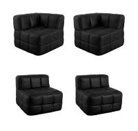 Sofá Guldi Popup com 2 Módulos Canto e 2 Centrais Corino Preto