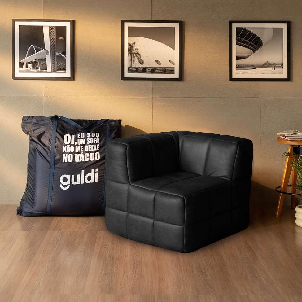 Sofá Guldi Popup com 2 Módulos Canto Corino Preto - 2