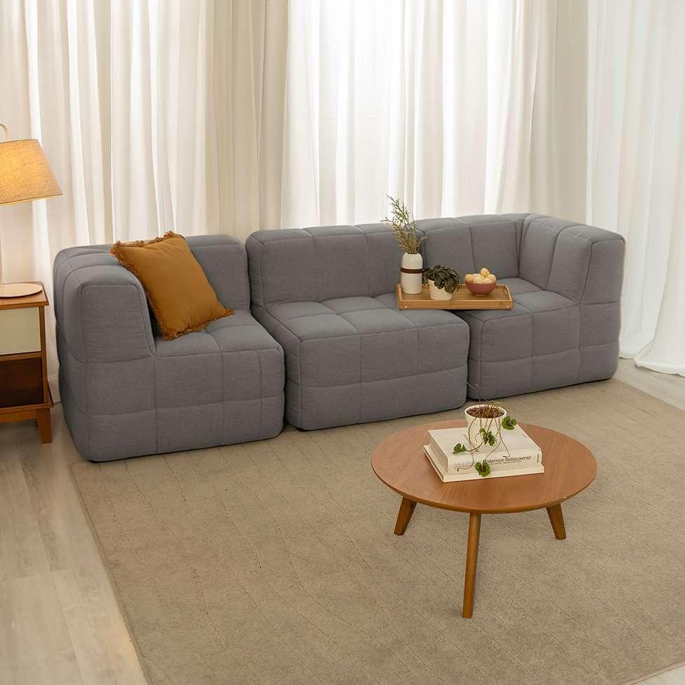 Sofá Guldi Popup com 2 Módulos Canto e Central Linho Cinza - 1