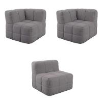 Sofá Guldi Popup com 2 Módulos Canto e Central Linho Cinza