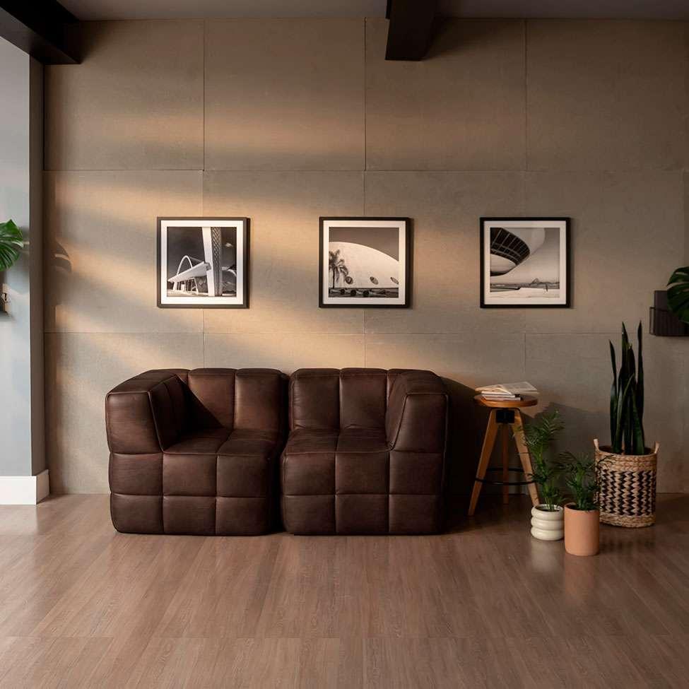 Sofá Guldi Popup com 2 Módulos Canto Corino Café - 1