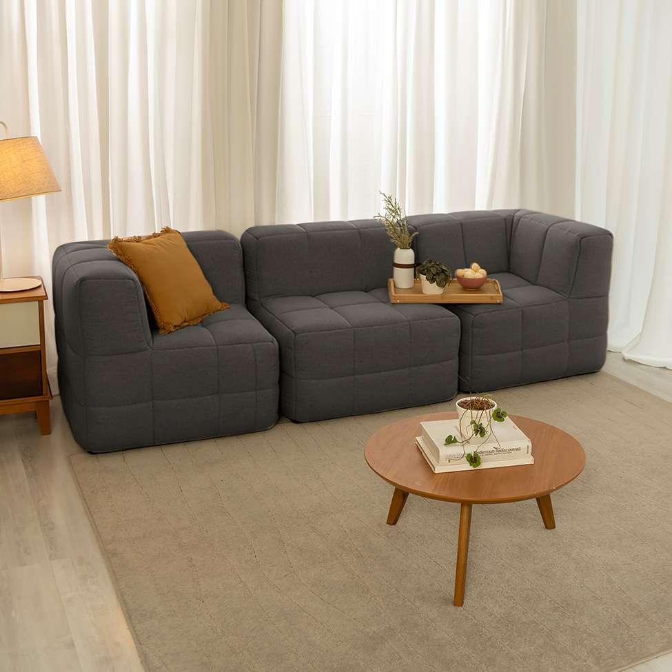 Sofá Guldi Popup com 2 Módulos Canto e Central Linho Grafite - 1