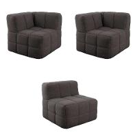 Sofá Guldi Popup com 2 Módulos Canto e Central Linho Grafite