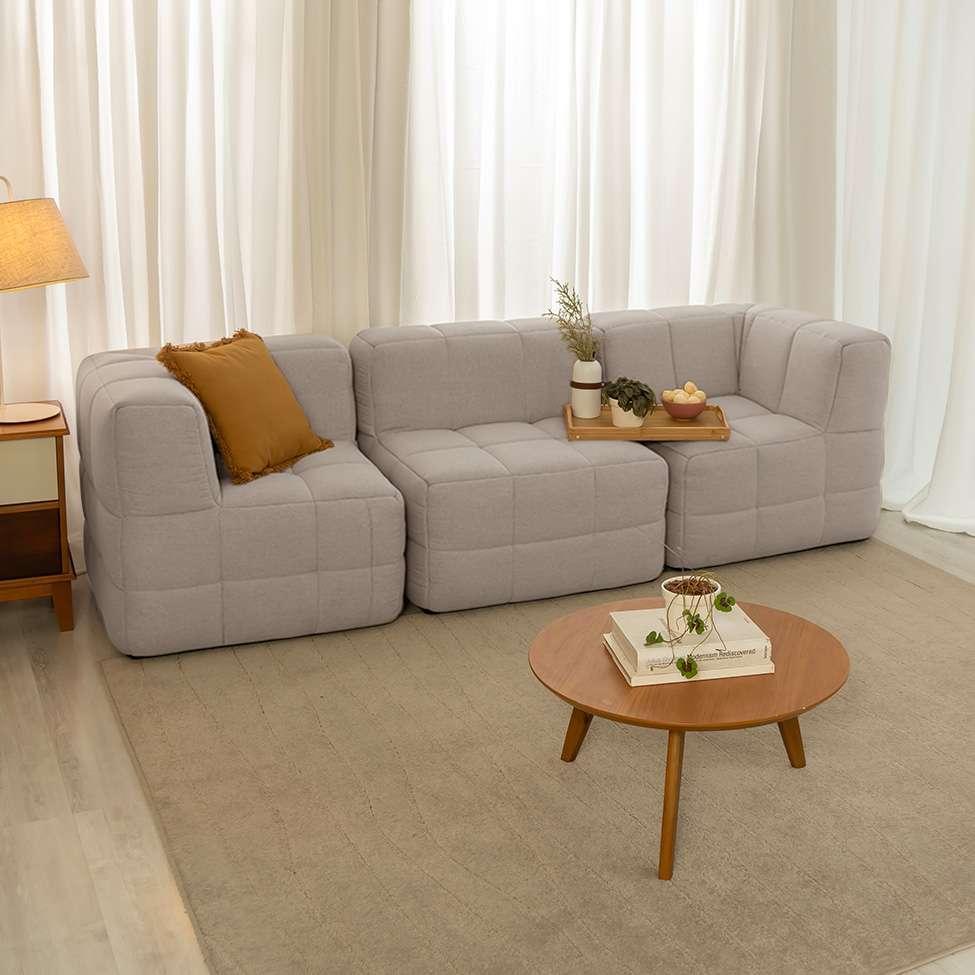 Sofá Guldi Popup com 2 Módulos Canto e Central Linho Cru - 1