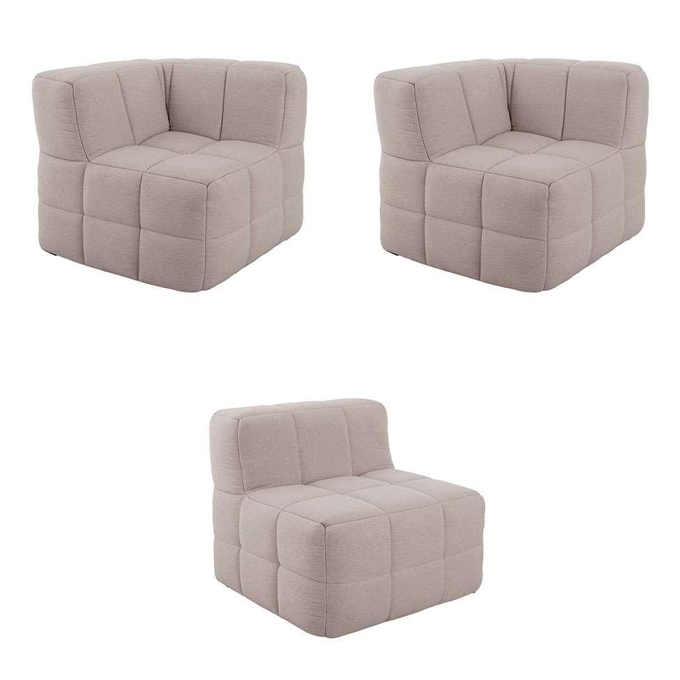 Sofá Guldi Popup com 2 Módulos Canto e Central Linho Cru - 4