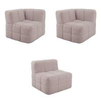 Sofá Guldi Popup com 2 Módulos Canto e Central Linho Cru