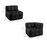 Sofá Guldi Popup com 2 Módulos Canto e Central Corino Preto - 3