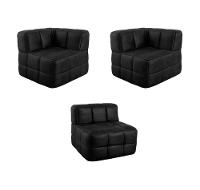 Sofá Guldi Popup com 2 Módulos Canto e Central Corino Preto