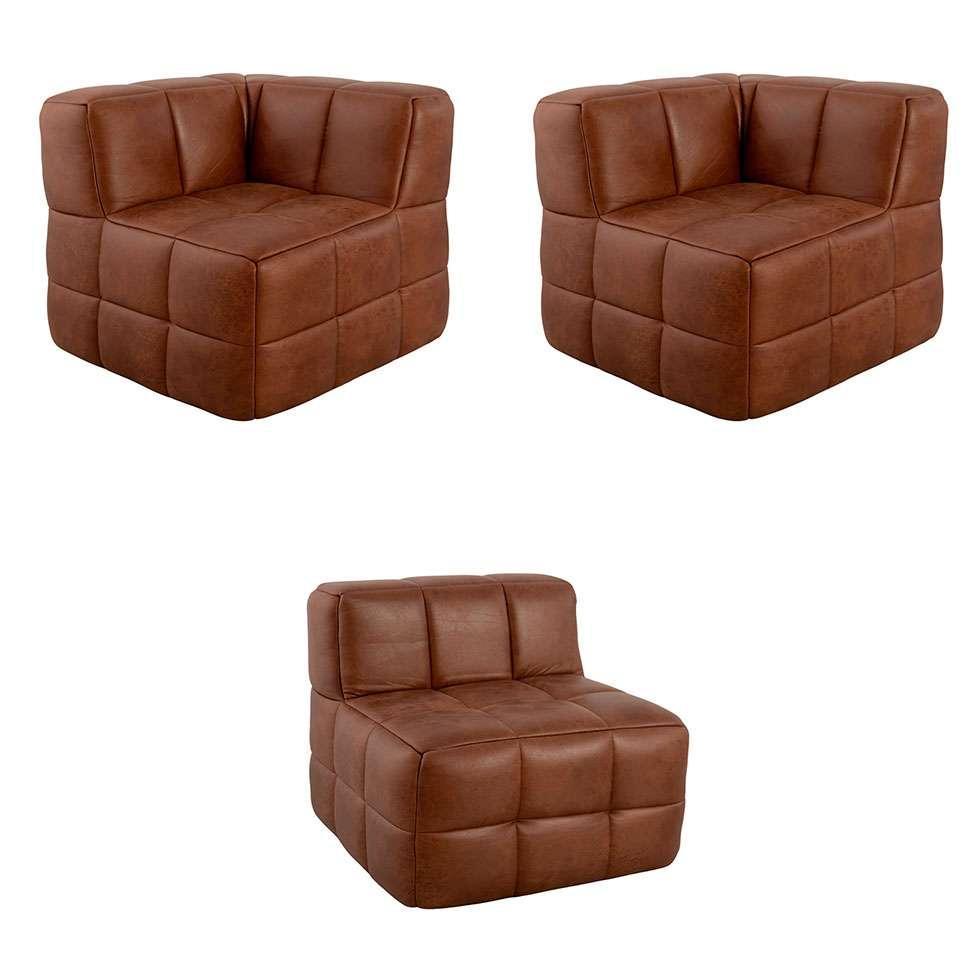 Sofá Guldi Popup com 2 Módulos Canto e Central Corino Caramelo - 4