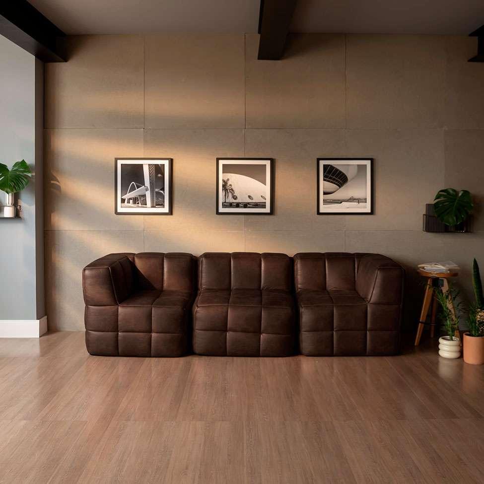 Sofá Guldi Popup com 2 Módulos Canto e Central Corino Café - 1