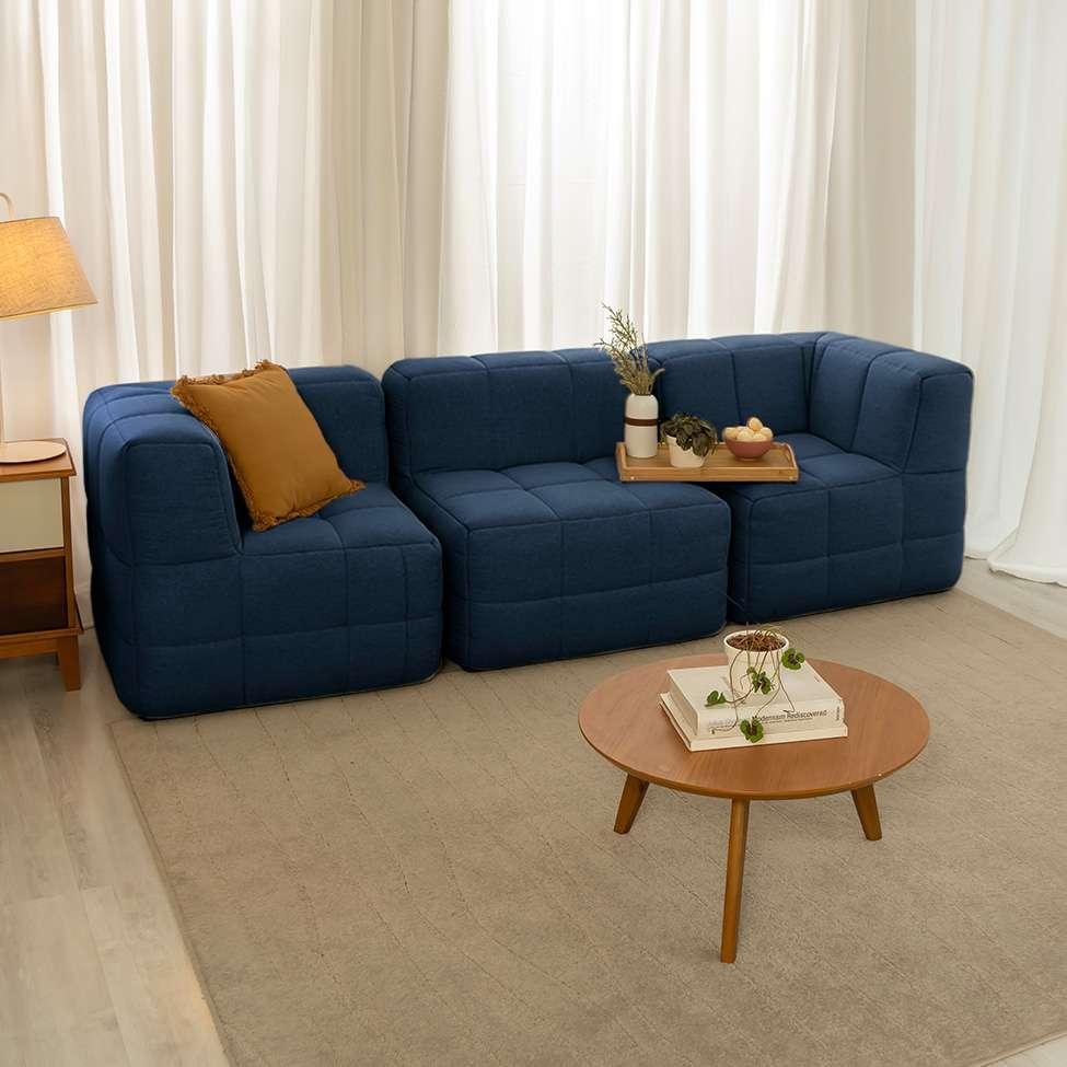 Sofá Guldi Popup com 2 Módulos Canto e Central Linho Azul - 1