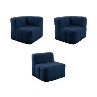 Sofá Guldi Popup com 2 Módulos Canto e Central Linho Azul