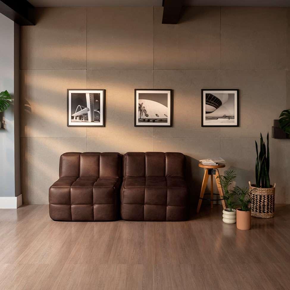Sofá Guldi Popup com 2 Módulos Centrais Corino Café - 1