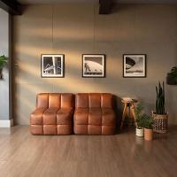 Sofá Guldi Popup com 2 Módulos Centrais Corino Caramelo - 1