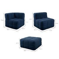 Sofá Guldi Popup com 2 Módulos Canto Central e Puff Linho Azul - 3