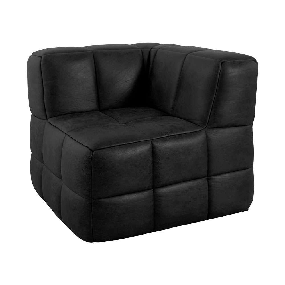 Sofá Guldi Popup com 2 Módulos Canto e Puff Corino Preto - 9