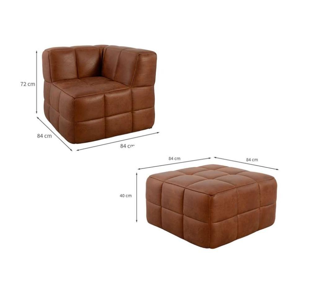Sofá Guldi Popup com 2 Módulos Canto e Puff Corino Caramelo - 3