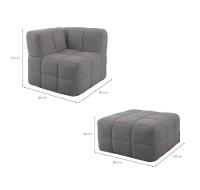 Sofá Guldi Popup com 2 Módulos Canto e Puff Linho Cinza - 3