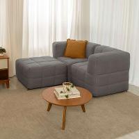 Sofá Guldi Popup com 2 Módulos Canto e Puff Linho Cinza - 10