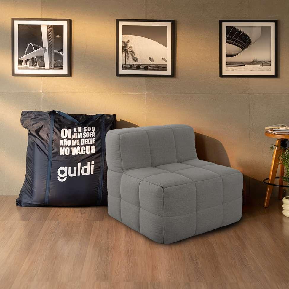Sofá Guldi Popup com 2 Módulos Canto e 2 Centrais Linho Cinza - 2