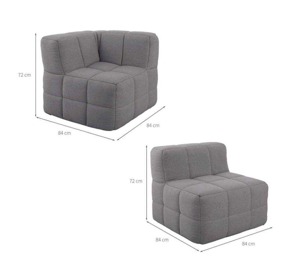 Sofá Guldi Popup com 2 Módulos Canto e 2 Centrais Linho Cinza - 3